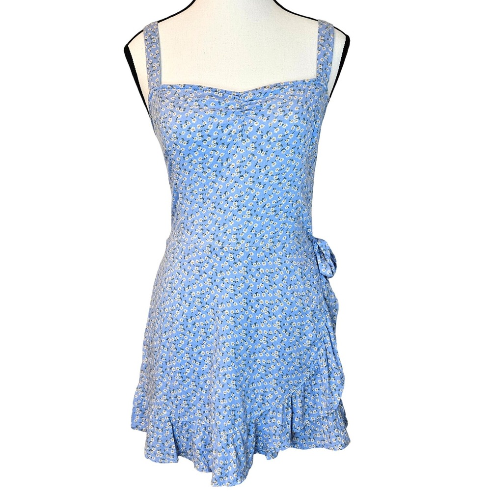 Hollister Blue‎ Floral Smocked Romper Womens M Coquette Cottagecore